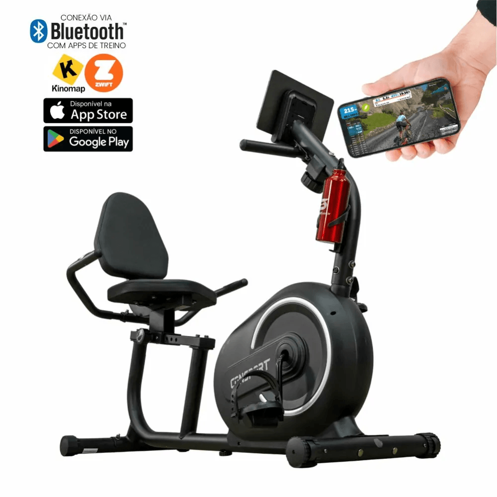 Bicicleta Ergométrica Horizontal H-1000 - Consport Connect Preta 