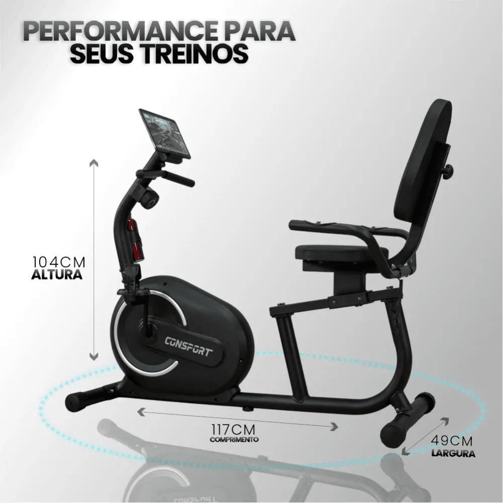 Bicicleta Ergométrica Horizontal H-1000 - Consport Connect Preta 