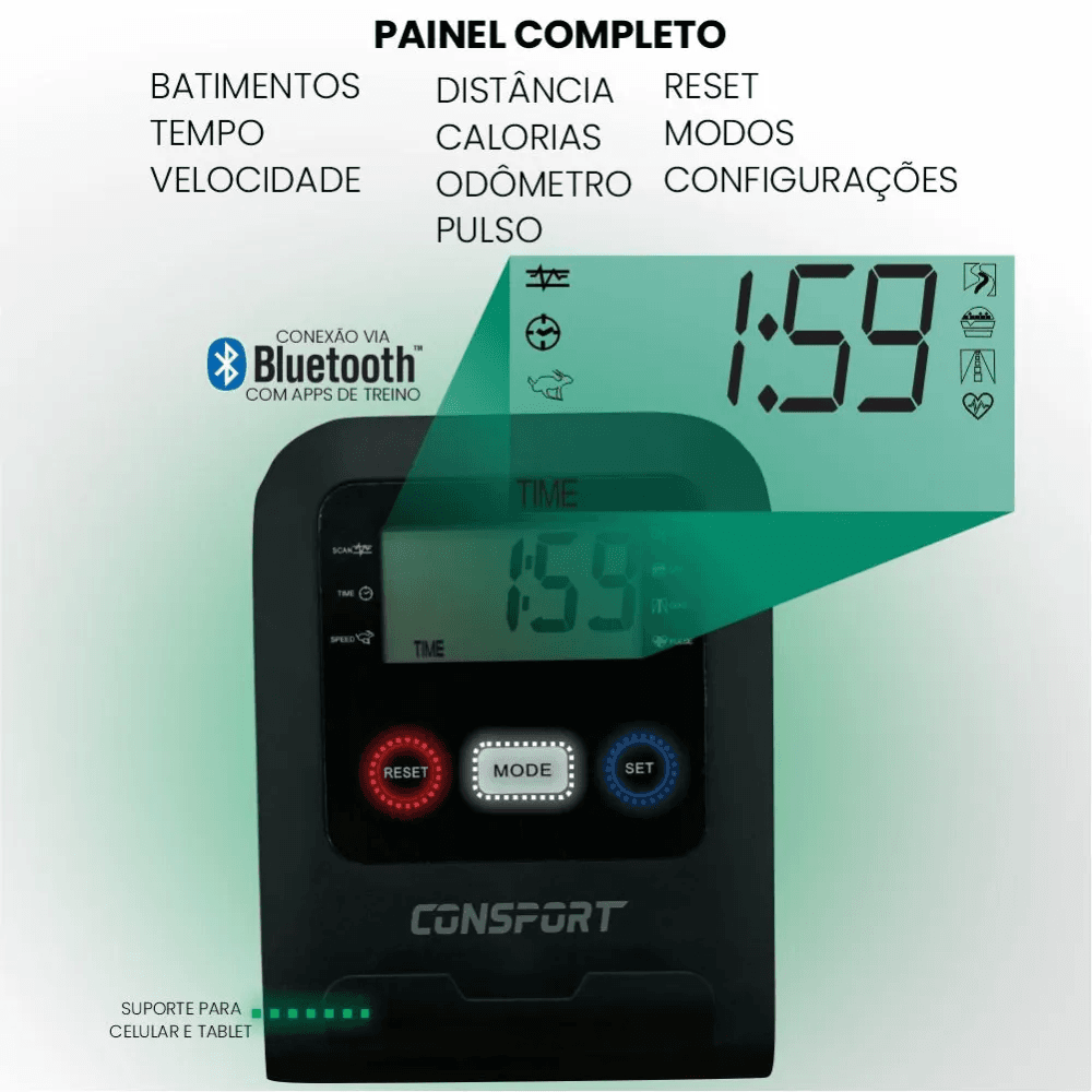 Bicicleta Ergométrica Horizontal H-1000 - Consport Connect Preta 