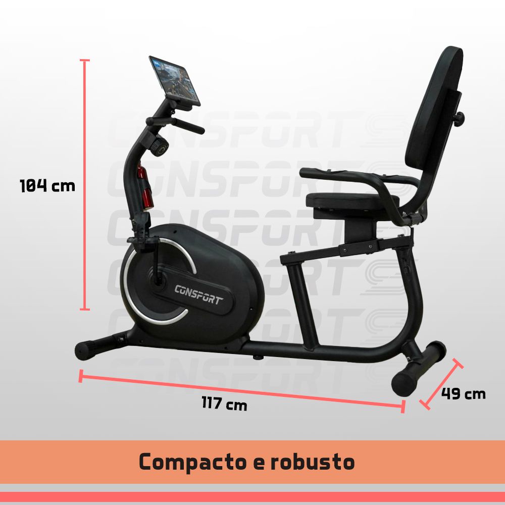 Bicicleta Ergométrica Horizontal H-1000 - Consport Connect Preta 
