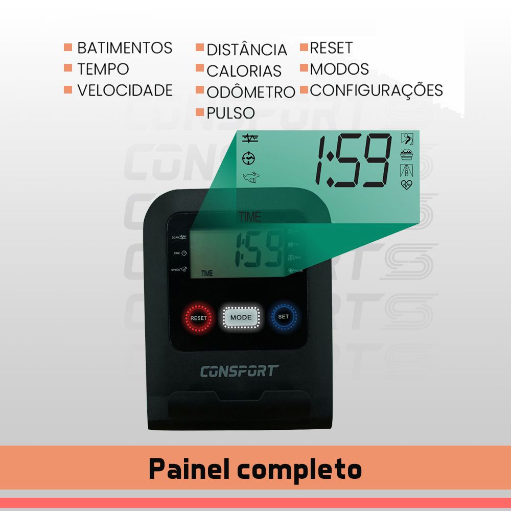 Bicicleta Ergométrica Horizontal H-1000 - Consport Connect Preta 