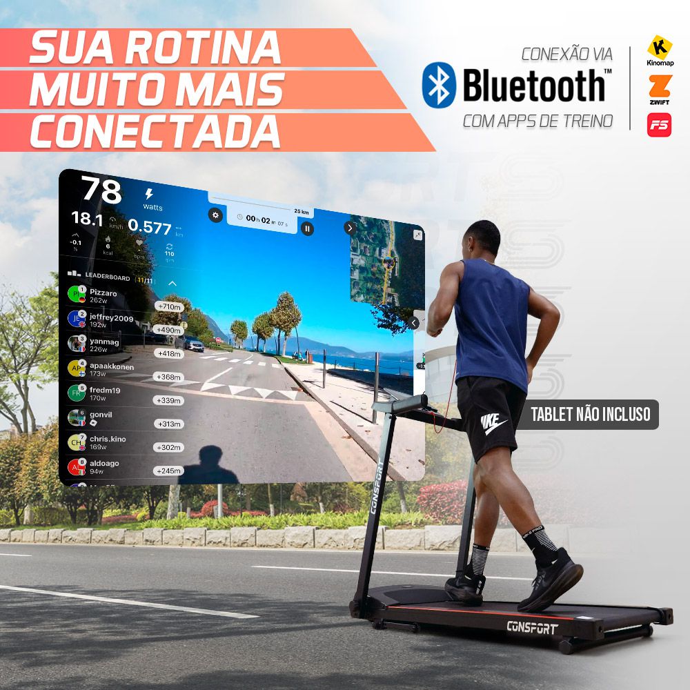 Esteira Elétrica Residencial CT-50 Consport Compacta e Silenciosa para Corrida e Caminhada em Casa