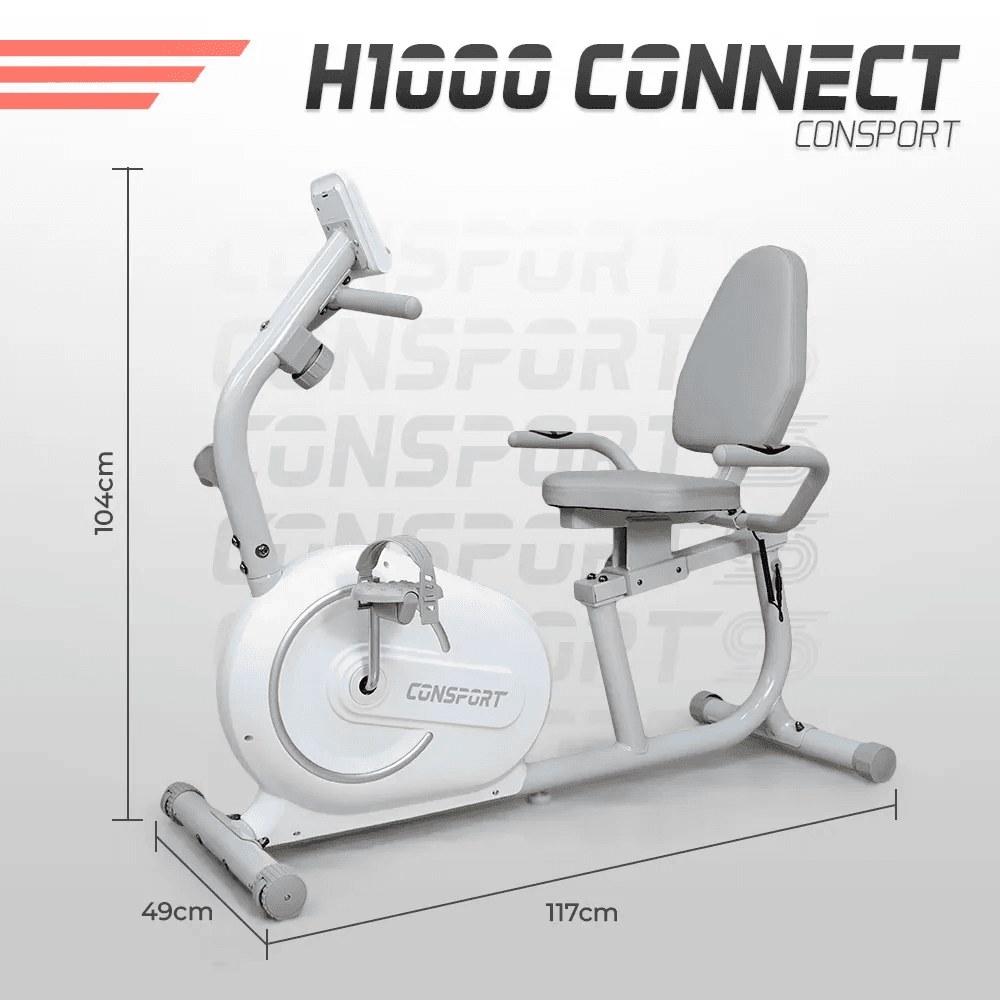 Bicicleta Horizontal H-1000 Connect Branca - Consport