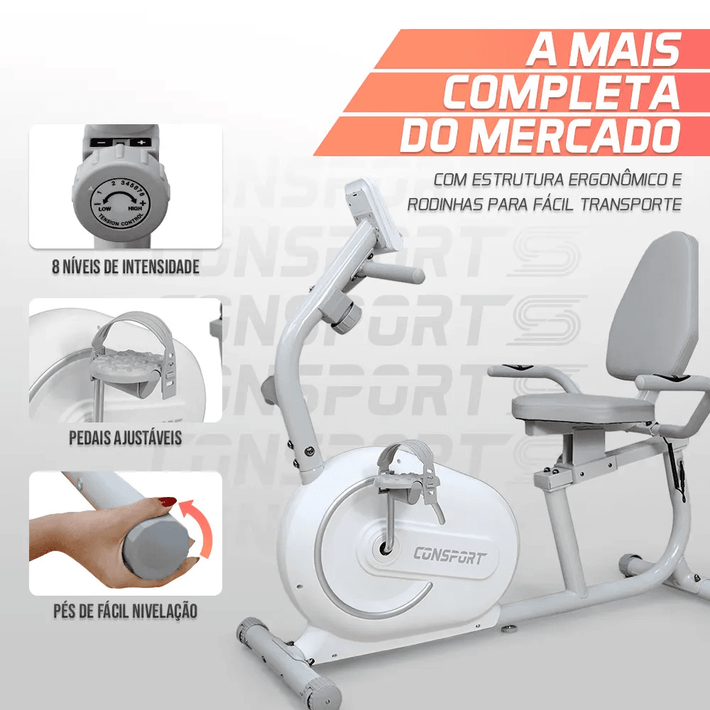 Bicicleta Horizontal H-1000 Connect Branca - Consport
