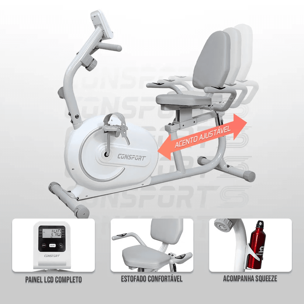 Bicicleta Horizontal H-1000 Connect Branca - Consport