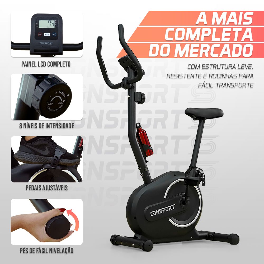 Bicicleta Vertical V-1000 Connect - Preta - Consport