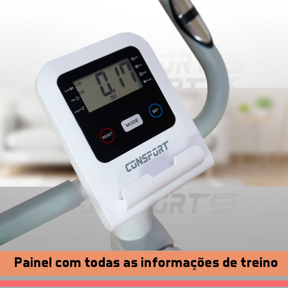 Bicicleta Vertical V-1000 Connect - Branca - Consport