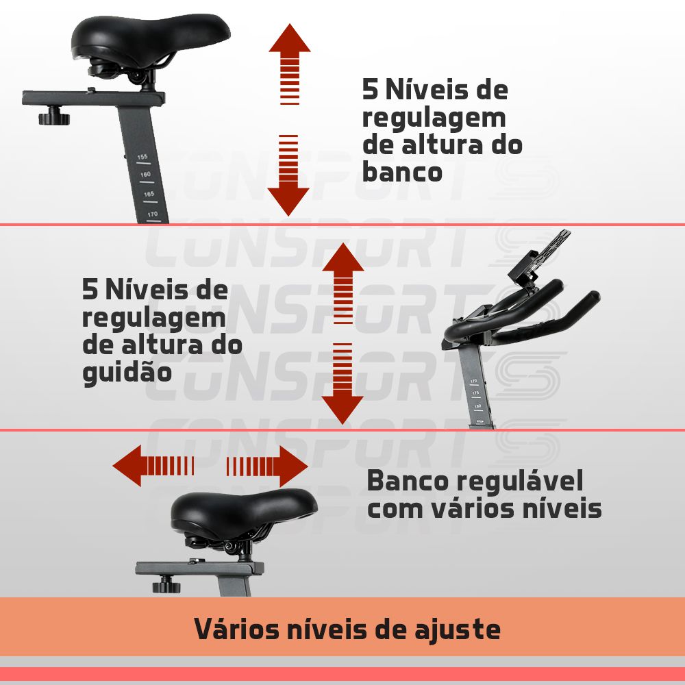 Bicicleta Spinning S-100 Connect - Vermelha - Consport