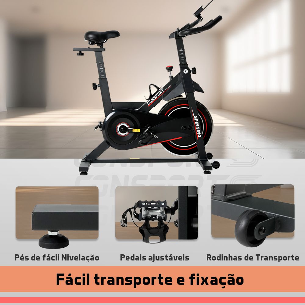 Bicicleta Spinning S-100 Connect - Vermelha - Consport