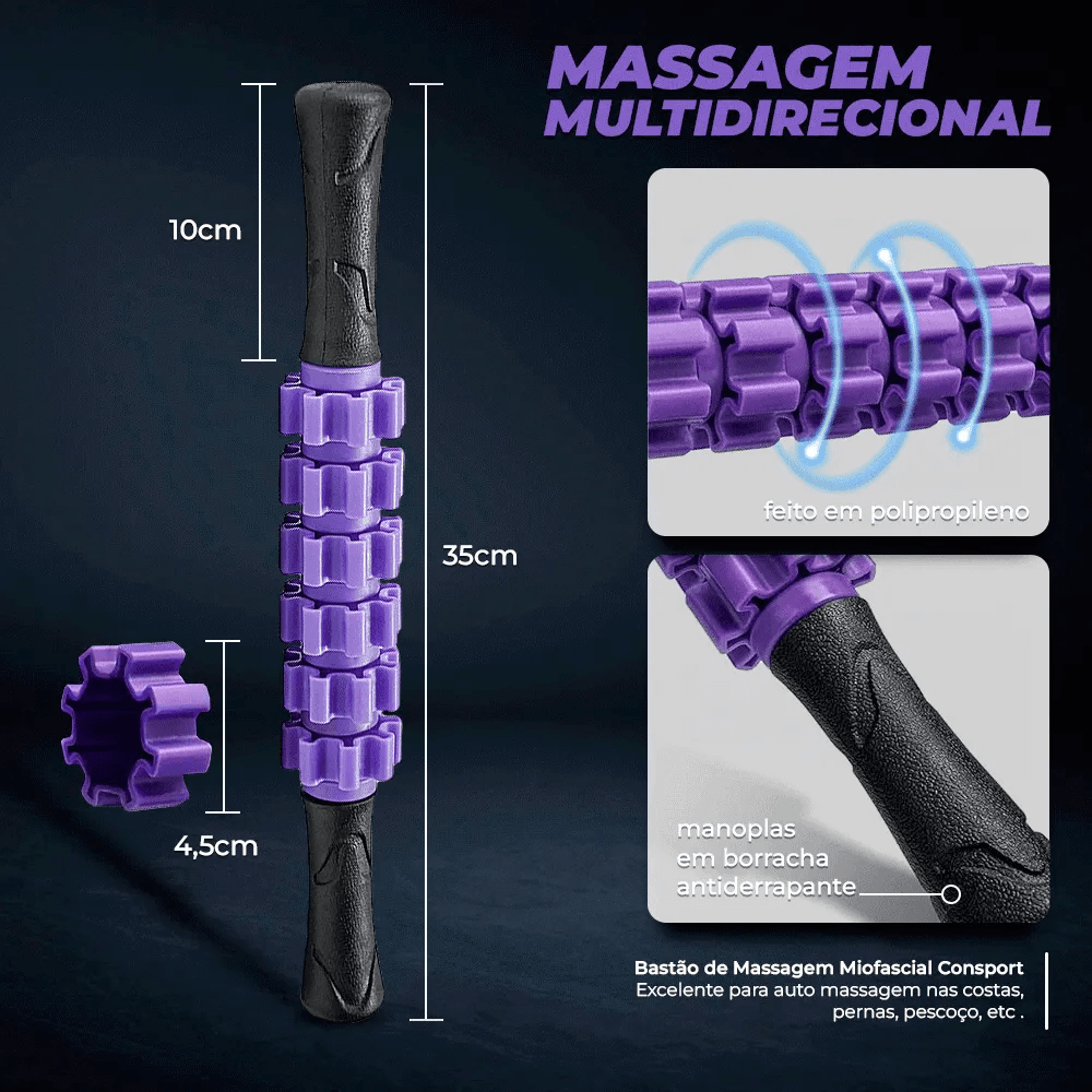 Bastão de Massagem e Liberação Miofascial - Consport Roxo 