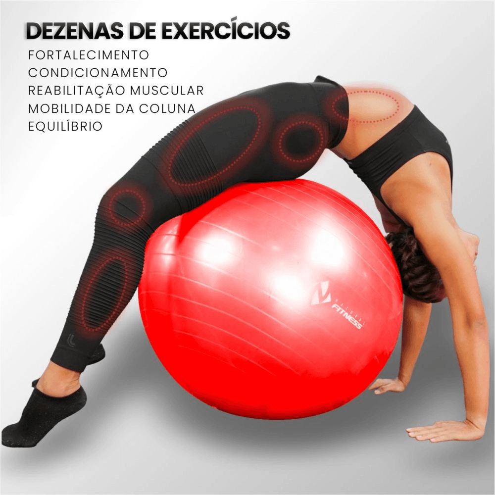 Bola Suíça para Pilates e Ginástica - 55cm - Vermelha