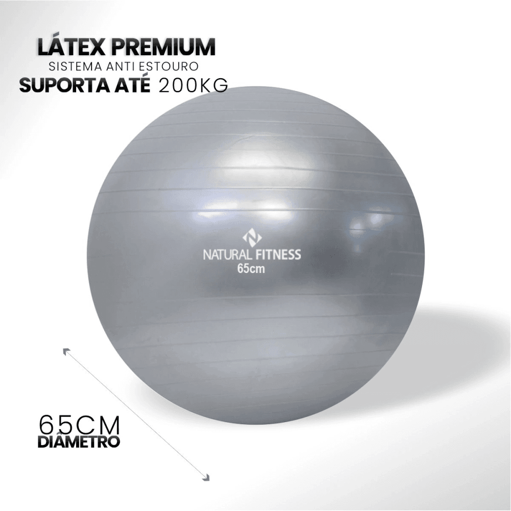 Bola Suíça para Pilates e Ginástica - 65cm - Cinza