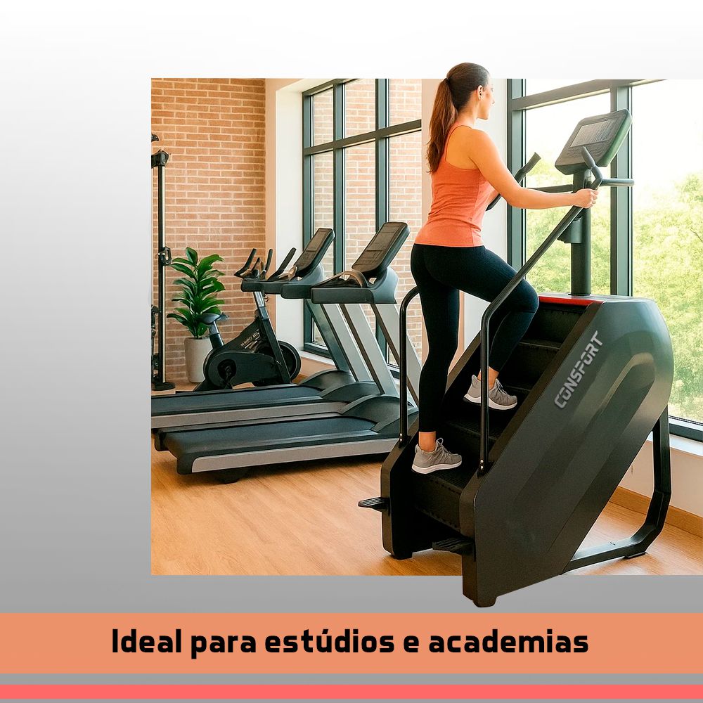 Simulador de Escada Profissional Consport para Academia com Painel Digital e Apoio Anatômico