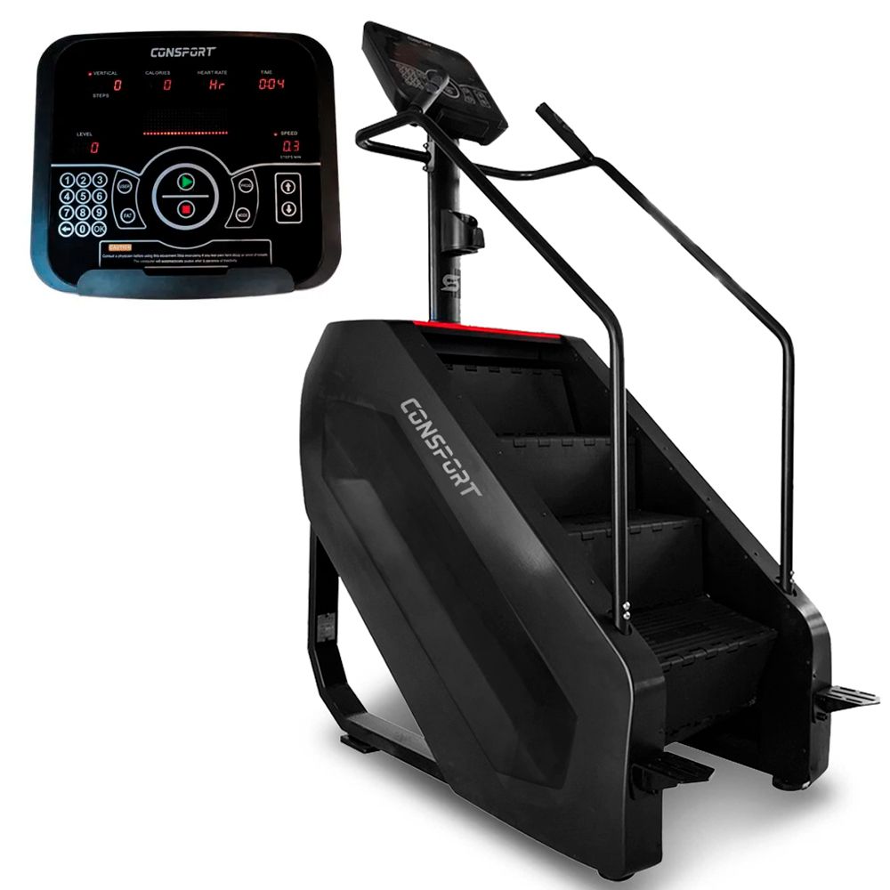 Simulador de Escada Profissional Consport para Academia com Painel Digital e Apoio Anatômico