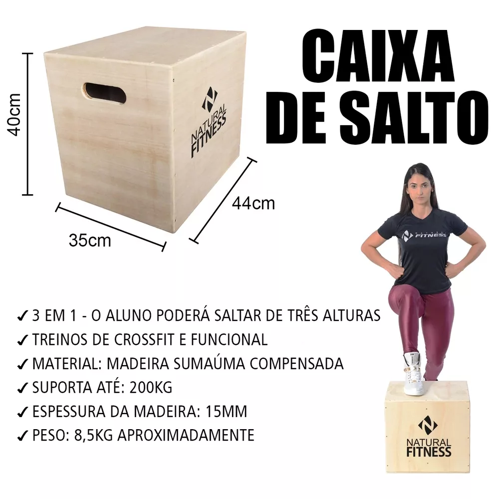Caixa de Salto Pequena - Madeira - 30x35x60cm - NaturalFitness