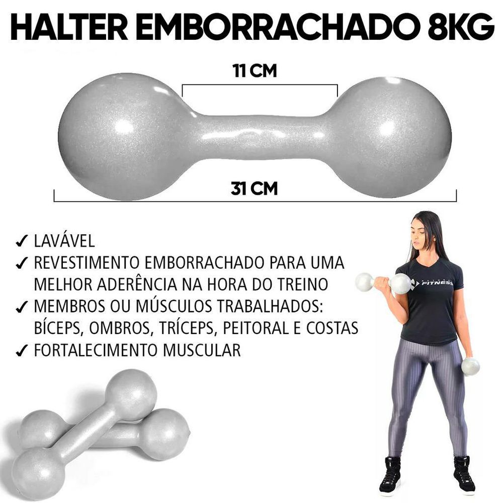 Par de Halter Emborrachado - 8kg