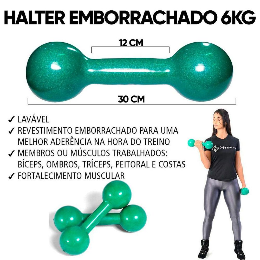 Par de Halter Emborrachado - 6kg