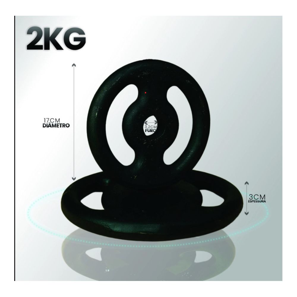 Anilha de Ferro Fundido Vazada 2kg - Naturalfitness 