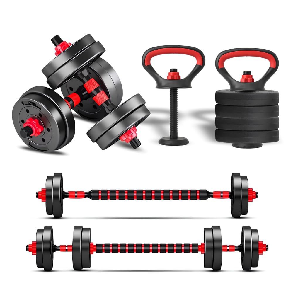 Kit 6 em 1 - Dumbbells, Barras e Kettlebell