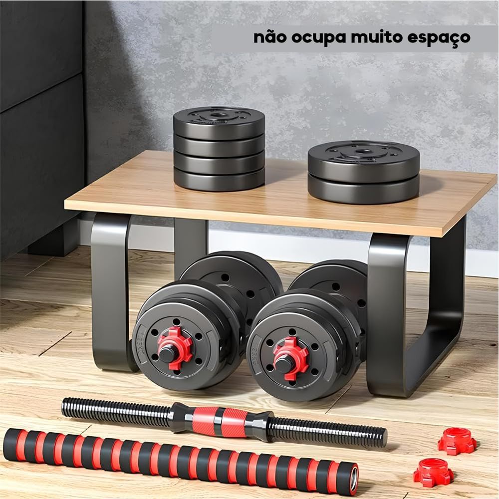 Kit 6 em 1 - Dumbbells, Barras e Kettlebell