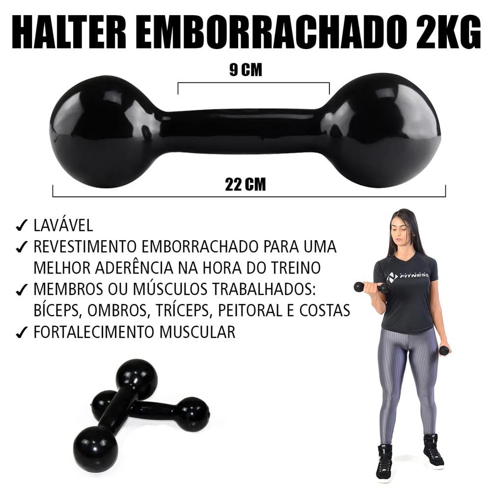 Par de Halter Emborrachado - 2kg