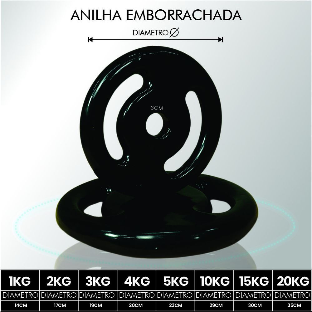 Anilha Emborrachada 1kg - Naturalfitness