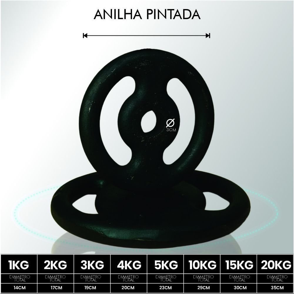 Anilha de Ferro Fundido Vazada 2kg - Naturalfitness 