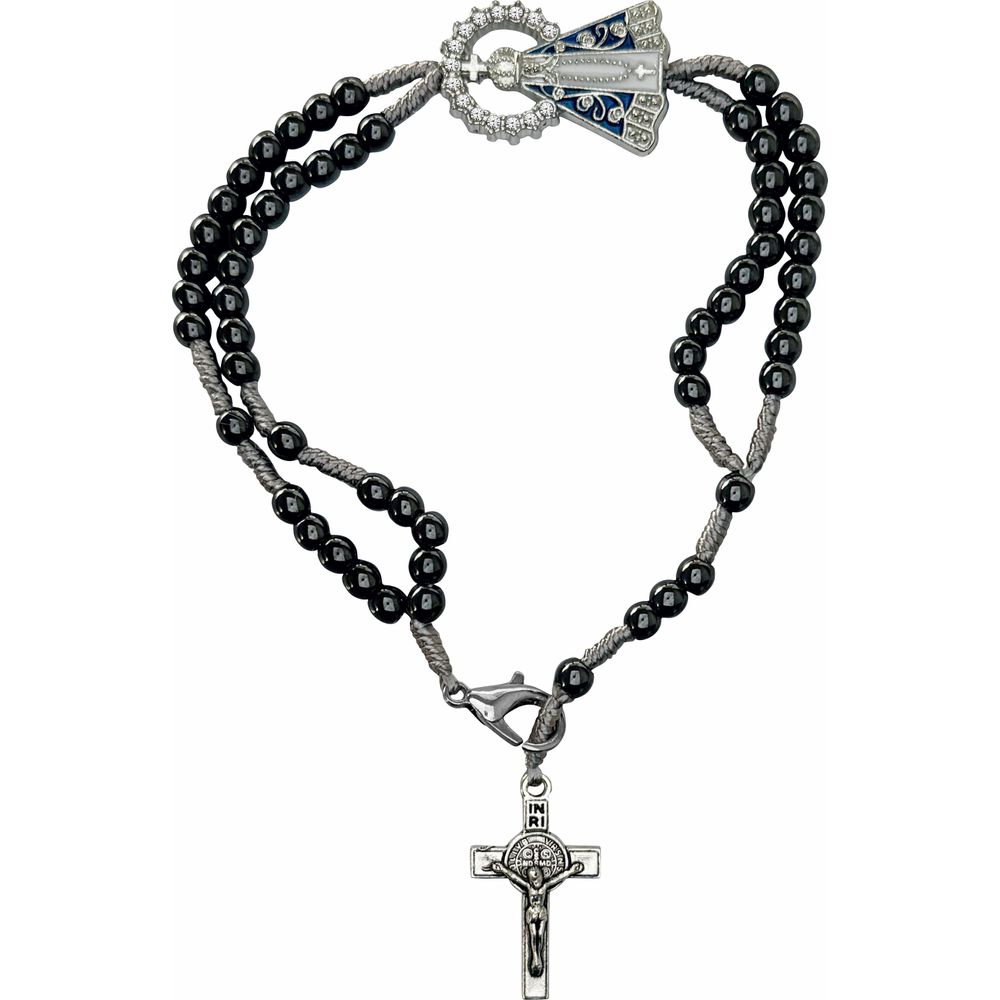 Terço Pulso Hematita Nossa Senhora Aparecida Strass