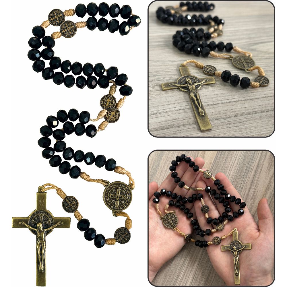 Terço São Bento Cristal 10mm