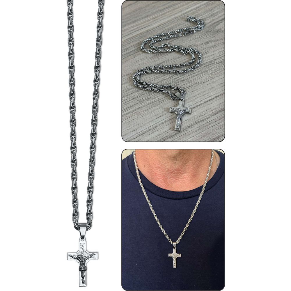 CORRENTE AÇO INOX COM CRUCIFIXO 3X2CM