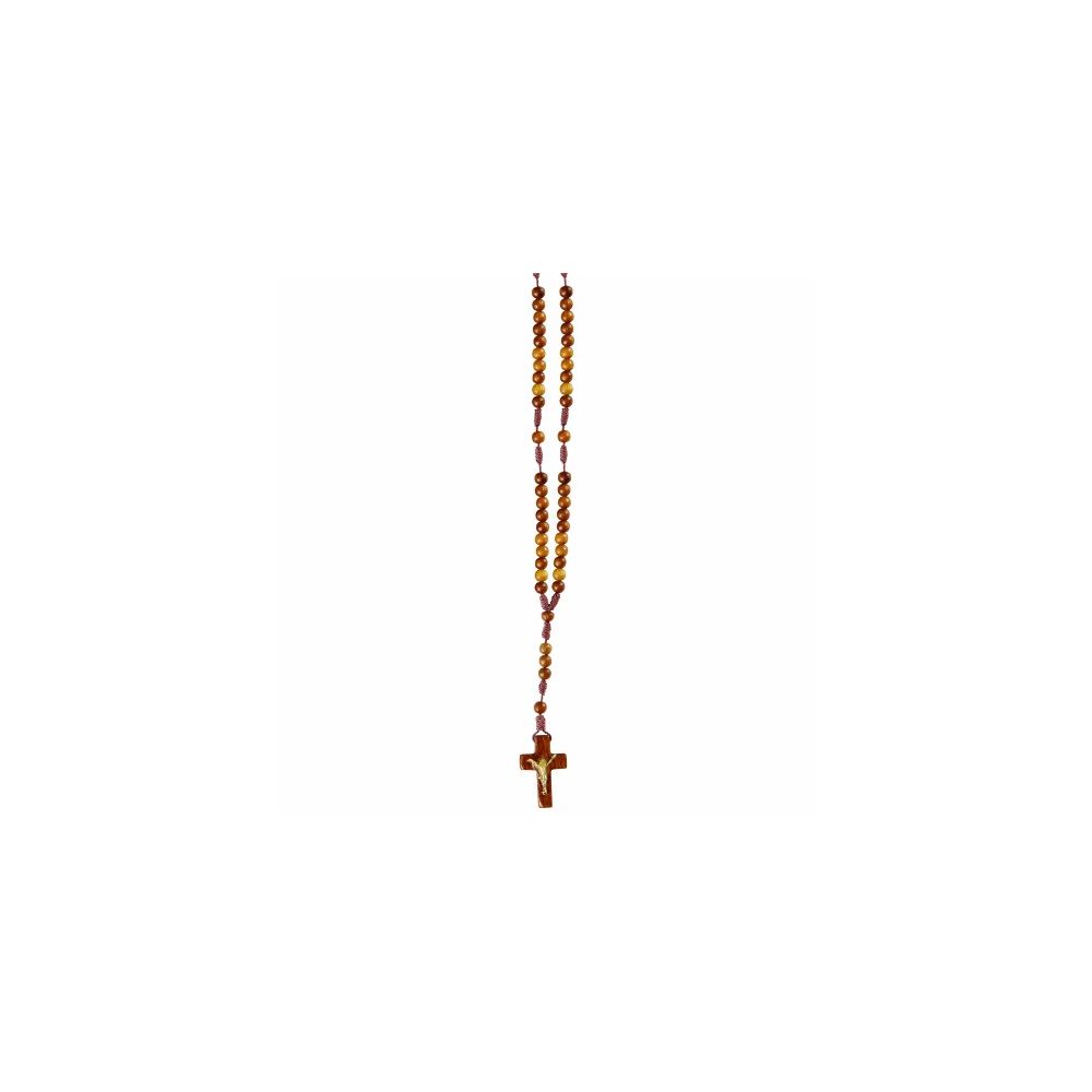 Rosário Terço Cordão Contas Madeira 4 Mm