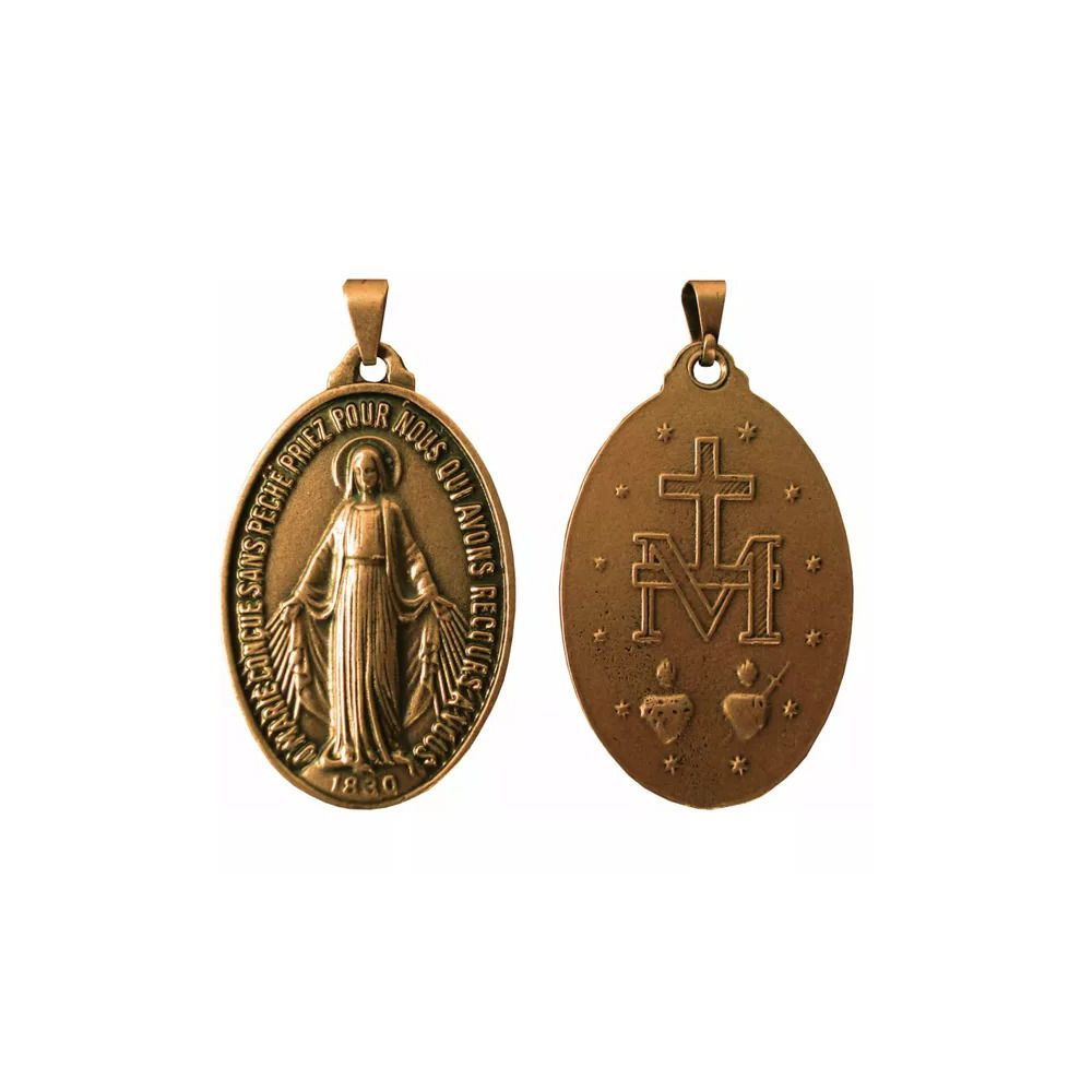 MEDALHA MILAGROSA OURO VELHO 28x43 MM GRANDE