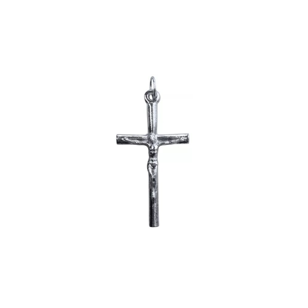 Pingente Crucifixo Tronco Niquelado 4x2,2 Cm E009