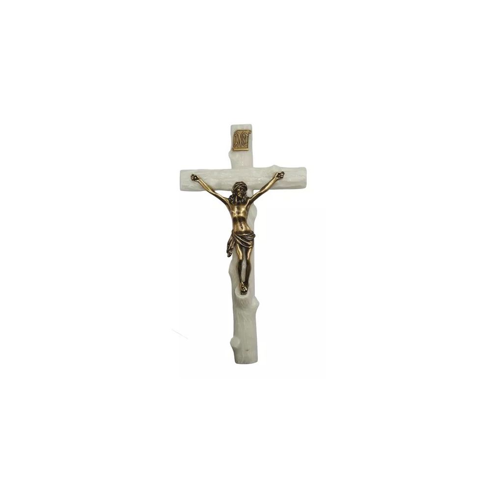 CRUCIFIXO RESINA COM CRISTO METAL 28 CM