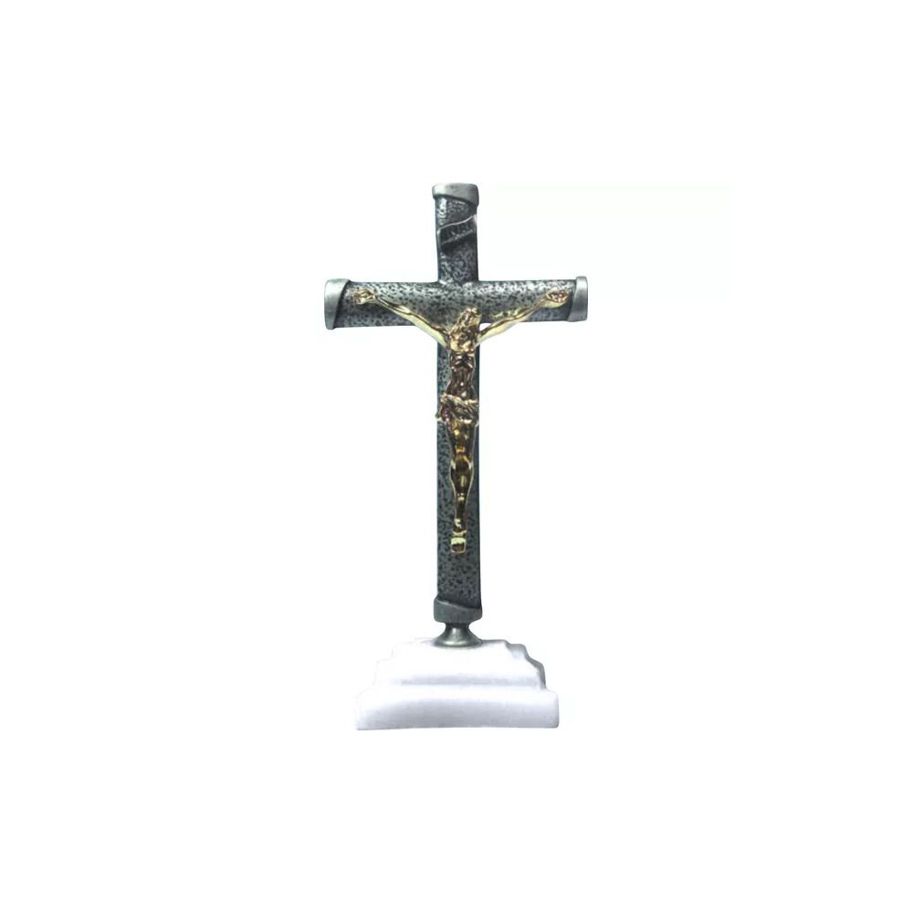 CRUCIFIXO METAL 12 CM COM BASE RESINA