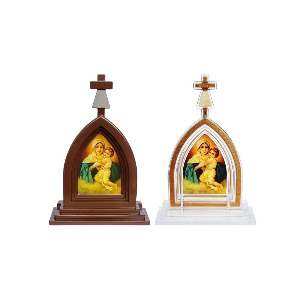 Capela Oratório Mãe Rainha Acrílico Com Base 18cm