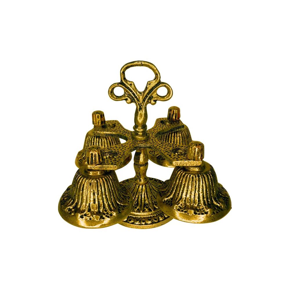 Carrilhão 4 Sinos Metal Dourado Envelhecido