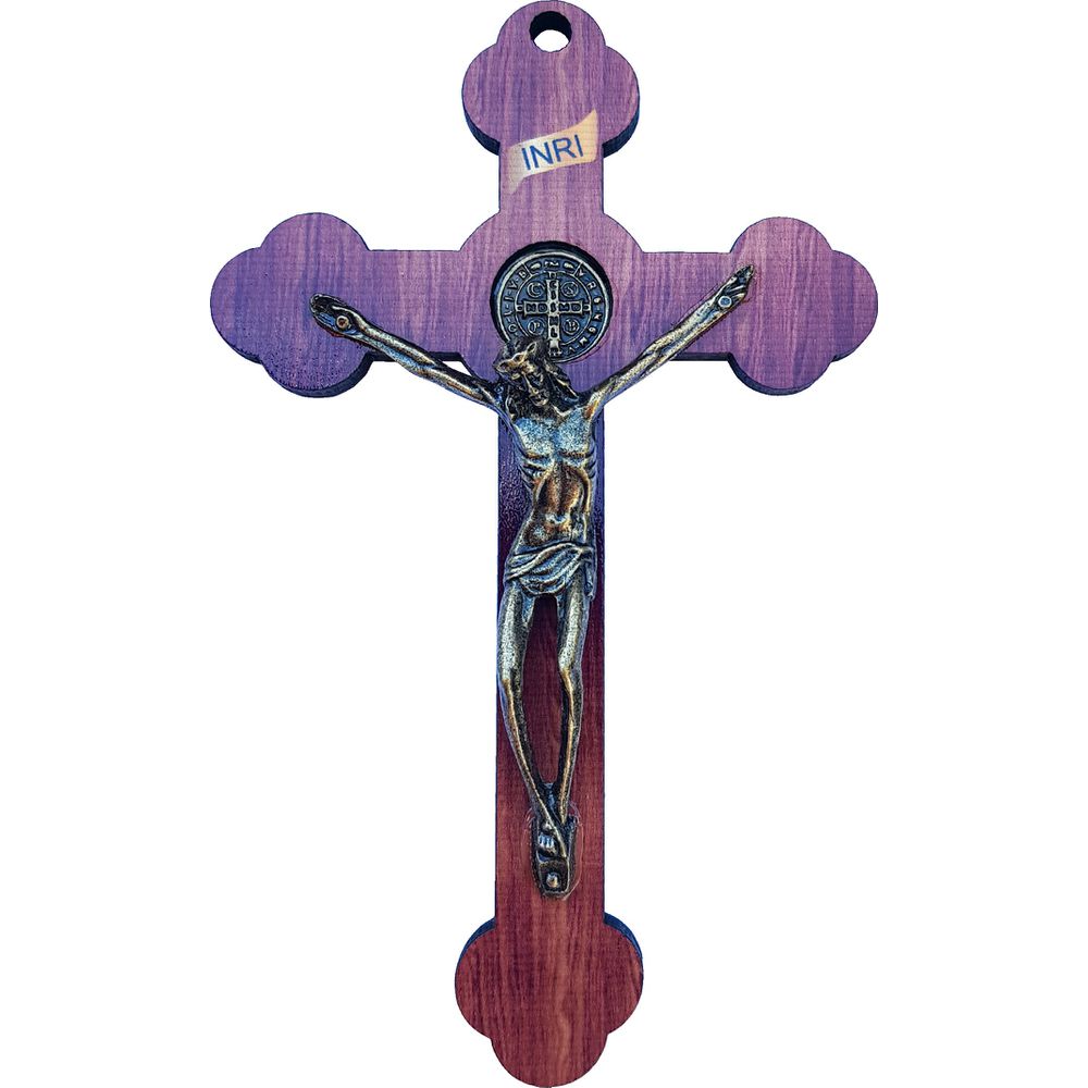 CRUCIFIXO PAREDE MDF COM CRISTO METAL 15,5CM