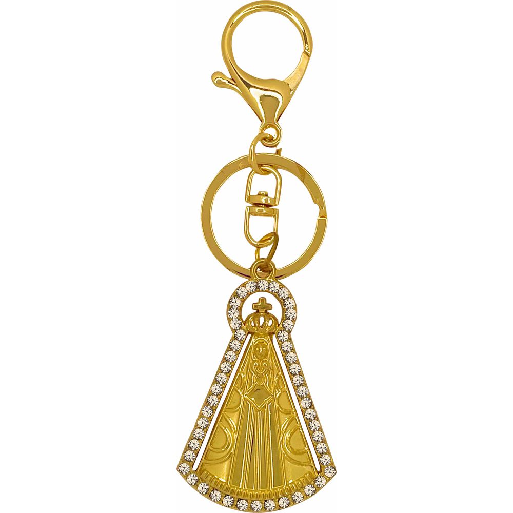 CHAVEIRO N SENHORA APARECIDA DOURADO COM STRASS