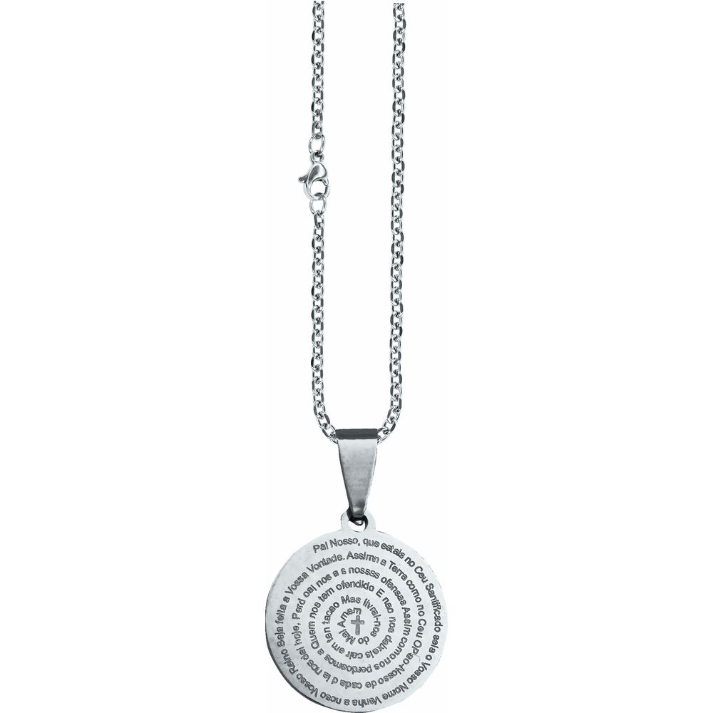 Corrente Colar Gargantilha Com Medalha Aço Inox Pai Nosso