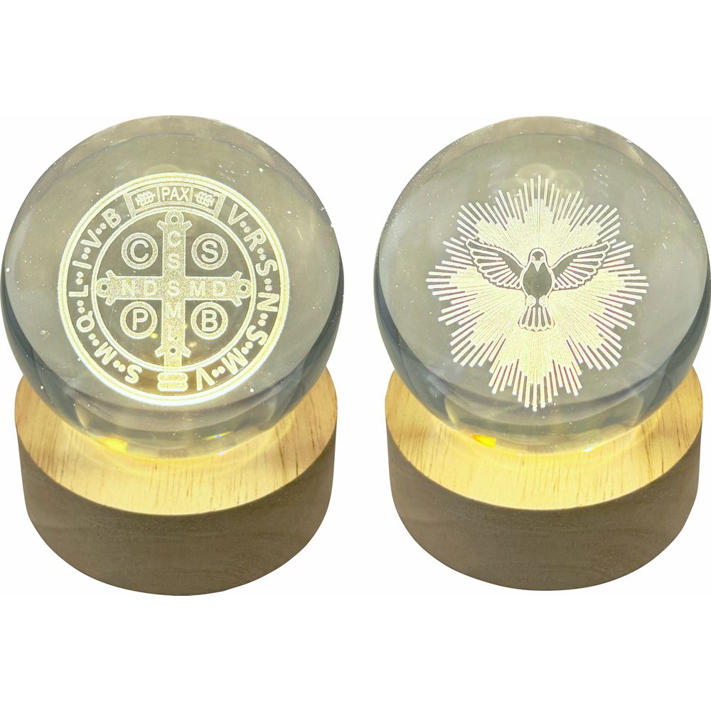 Luminária Bola De Cristal Led Com Santo