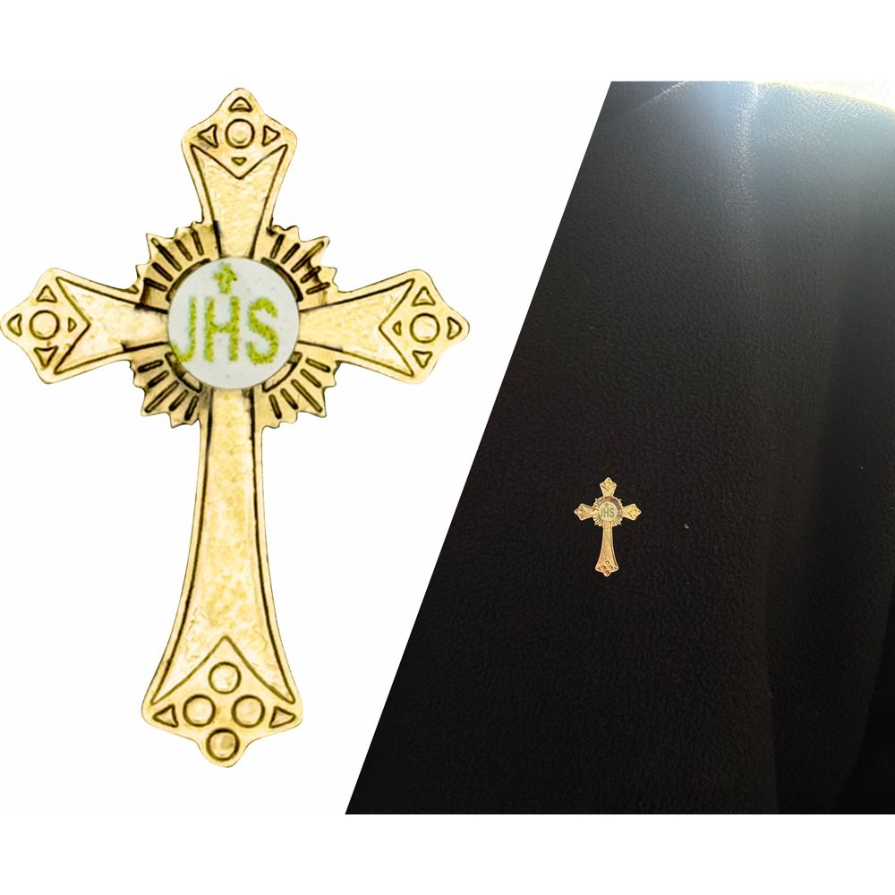 Broche Botton Cruz Dourada