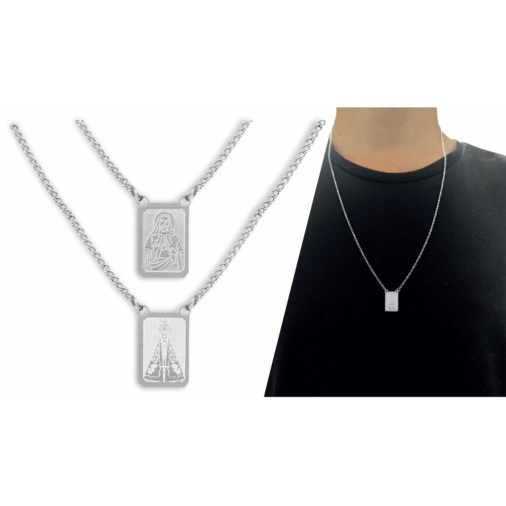 Escapulário Aço Inox Nossa Senhora Aparecida Com Caixa