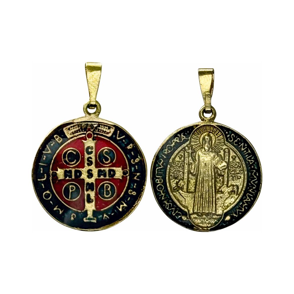 Pingente Medalha São Bento Resinada 18 Mm