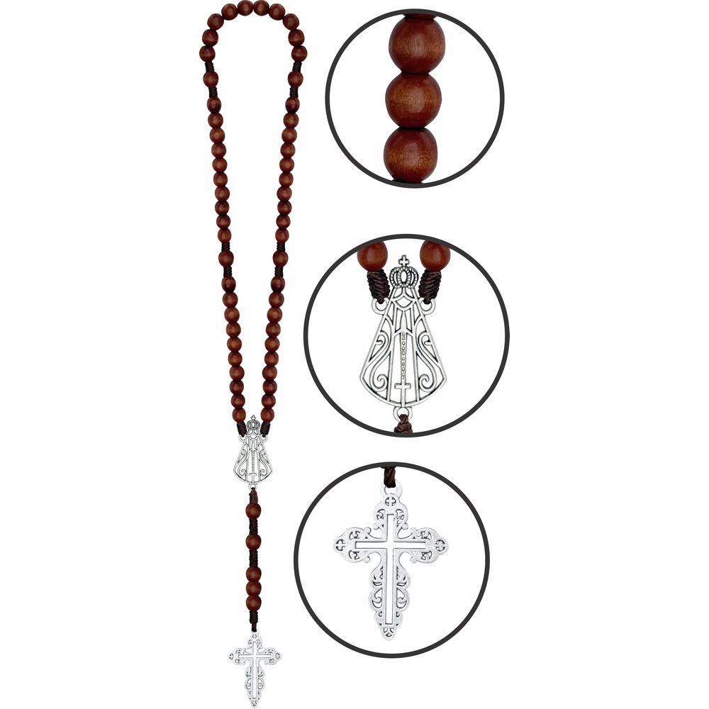 Terço Madeira Nossa Senhora Aparecida Vazado