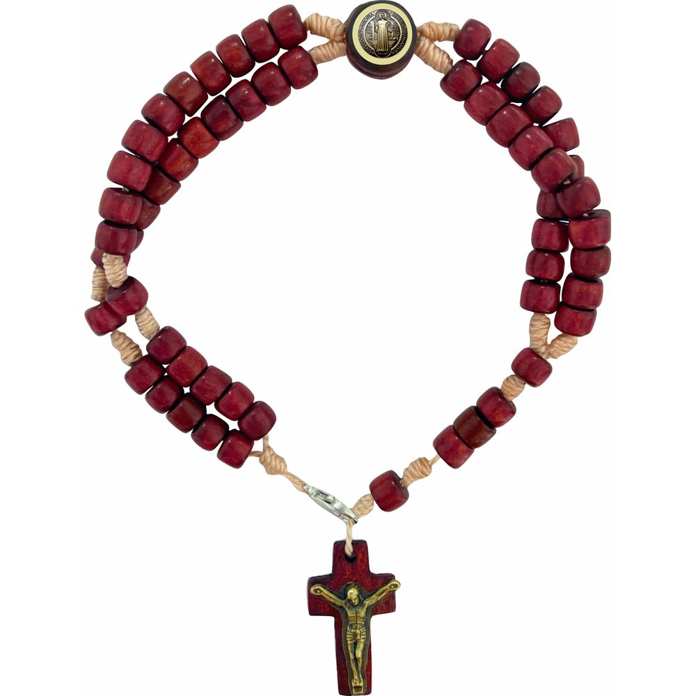 Rosário Terço Pulso Pulseira Madeira São Bento