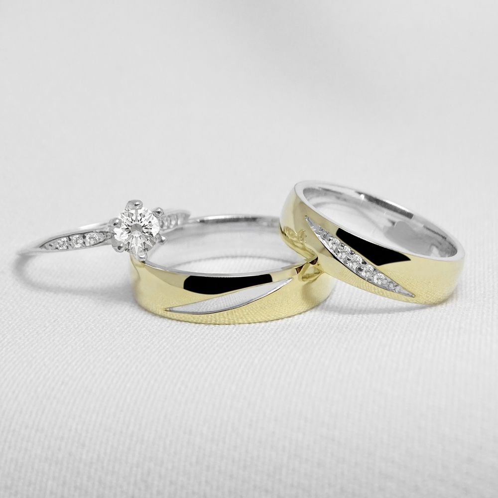 Aliança de Casamento em Ouro 5mm revestimento em prata Elsa - Combo