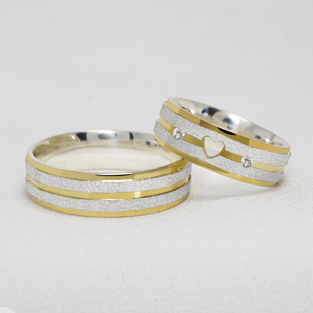 Par Aliança em Prata de Namoro com Detalhe Diamantado Infinity Link - Par
