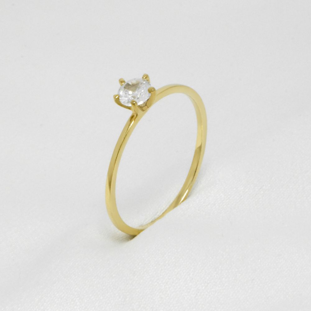Anel Solitário 5 garras em ouro maciço