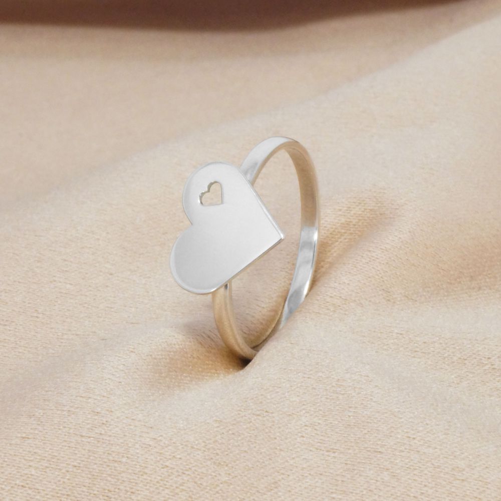 Anel Coração Para Personalizar Escrita Nome em Prata 995 - Shiny Heart Ring
